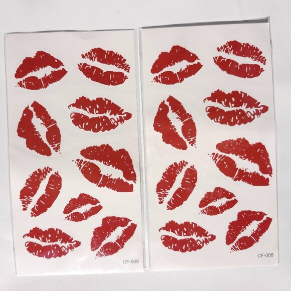 Red Lip Kiss Temporary Tattoos for Neck, Arm, and Body, Durable & Realistic BNIP - Picture 1 of 2